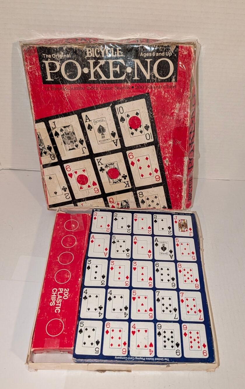 Pokeno PO KE NO Bicycle Poker Keno Board Original Game Vintage Family Game Nite